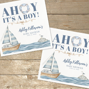Maritiem Ahoy 't Is een Jongen Babyborrel Servet