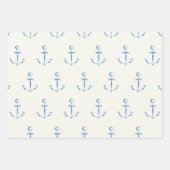 Maritiem Blauw en Wit Inpakpapier Set van 3 (Voorkant)
