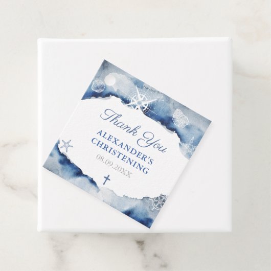 Maritiem donkerblauw doopfeest dank u bedankjes labels (In situ)