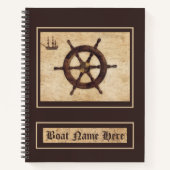 Maritiem hout Helm  logboek kapitein Notitieboek (Voorkant)