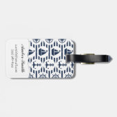 Maritiem in blauw patroon bagagelabel (Achterkant horizontaal)