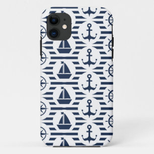 Maritiem in blauw patroon iPhone 11 hoesje