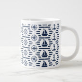 Maritiem in blauw patroon grote koffiekop (Rechts)