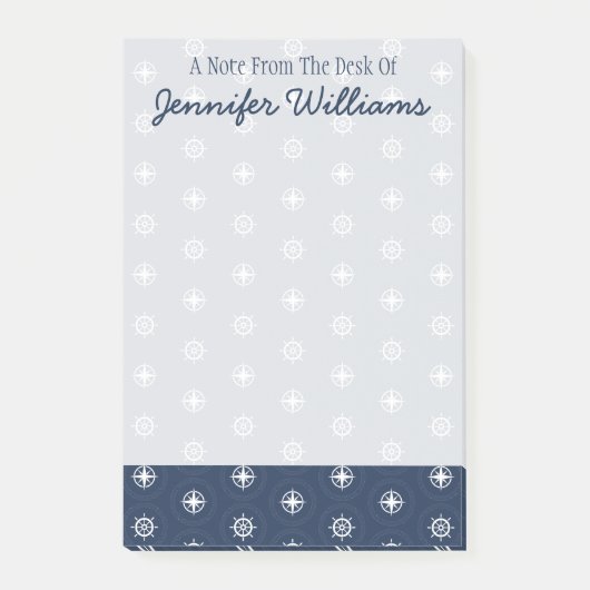 Maritiem in blauw patroon | Jouw namen toevoegen Post-it® Notes (Voorkant)