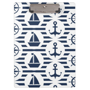 Maritiem in blauw patroon klembord