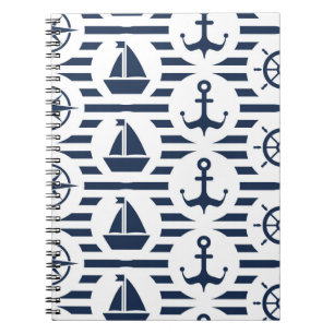 Maritiem in blauw patroon notitieboek