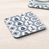 Maritiem in blauw patroon onderzetter (Linkerzijde)