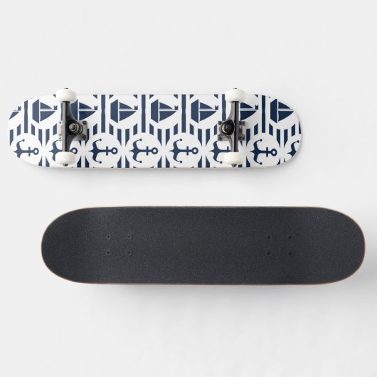 Maritiem in blauw patroon skateboard (Horizontaal)