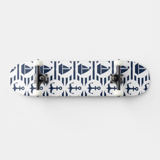 Maritiem in blauw patroon skateboard (Horizontaal)