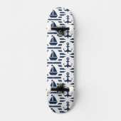 Maritiem in blauw patroon skateboard (Voorkant)