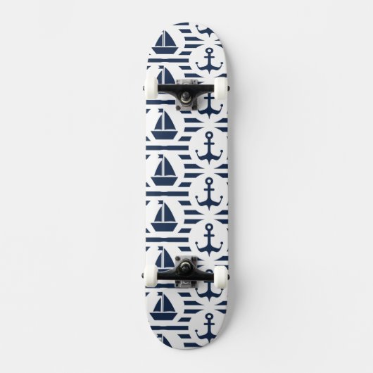 Maritiem in blauw patroon skateboard (Voorkant)