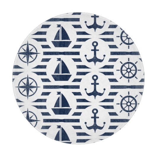 Maritiem in blauw patroon snijplank (Voorkant)