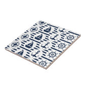 Maritiem in blauw patroon tegeltje (Zijkant)