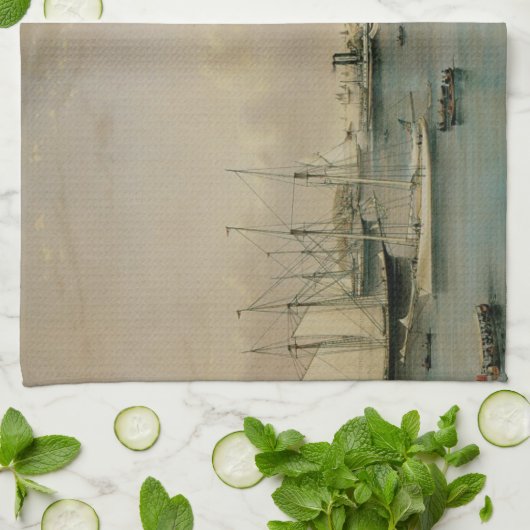  maritiem jacht Squadron bij Newport Harbour Theedoek (Gevouwen)