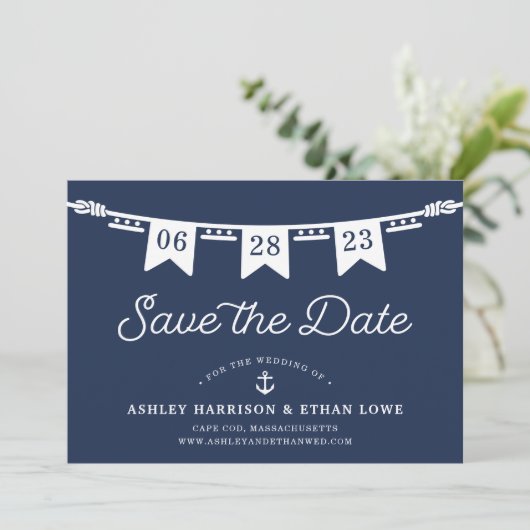 Maritiem | Nautical Flags Wedding Save The Date (Staand voorkant)