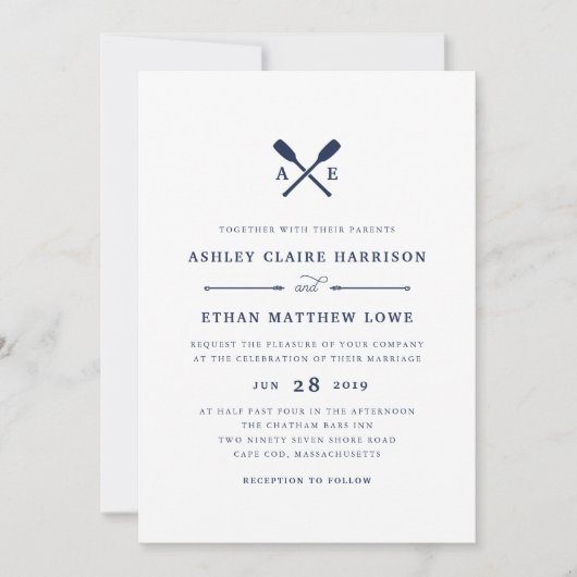 Maritiem | Nautical Monogram Weddenschap Kaart (Voorkant)