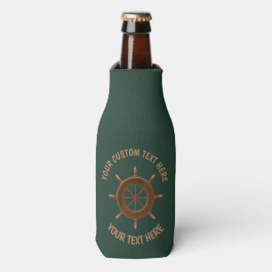 Maritiem Nautisch Wooden Helm Forest Green Flesjeskoeler