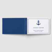 Maritiem Navy Blauwe Anker Monogram Bruidsdouche Gastenboek (Volledig)