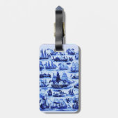 MARITIEM, OUDE SCHEPEN, ZEILSCHEPEN, Marineblauw Bagagelabel (Achterkant verticaal)
