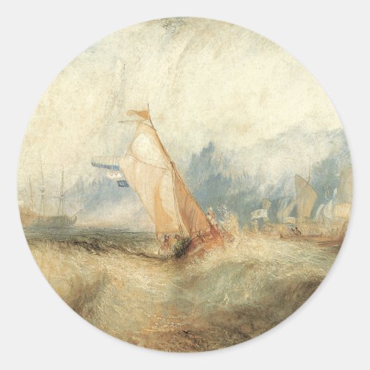 maritiem schip Seascape door Joseph Turner Ronde Sticker (Voorkant)