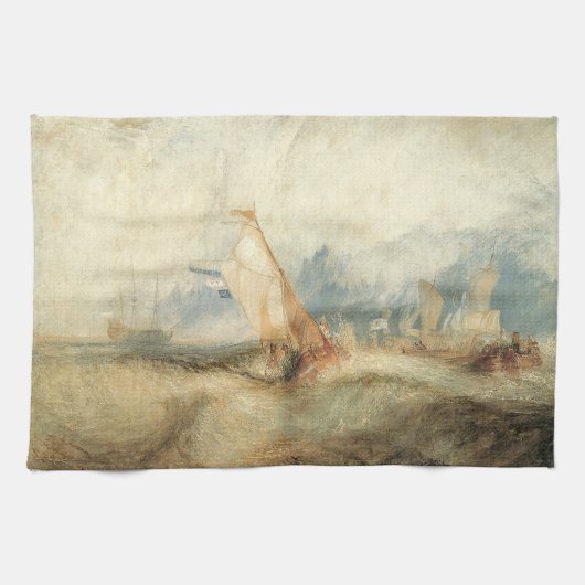 maritiem schip Seascape door Joseph Turner Theedoek (Horizontaal)