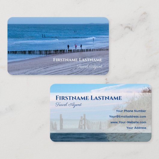 Maritiem stormachtig strand zonsondergang oceaan r visitekaartje (Voorkant / Achterkant)