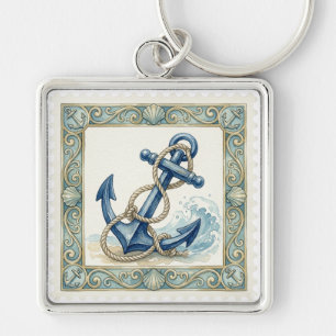 MARITIEM THEMA BLAUWE SCHEPEN ANKER SLEUTELHANGER