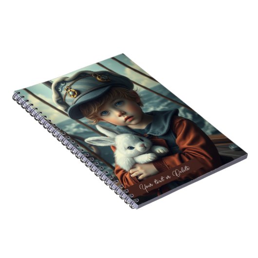 Maritiem thema kind dat zijn konijn speeltje vasth notitieboek (Rechterzijde)