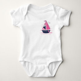 Maritiem Thema Meisjesachtige Zeilboot Roze Stip Z Romper