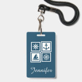Maritiem thema ontwerp badge (Achterkant met lanyard)