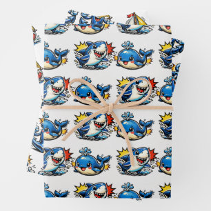 Maritiem thema verjaardag Pop Art Inpakpapier Vel