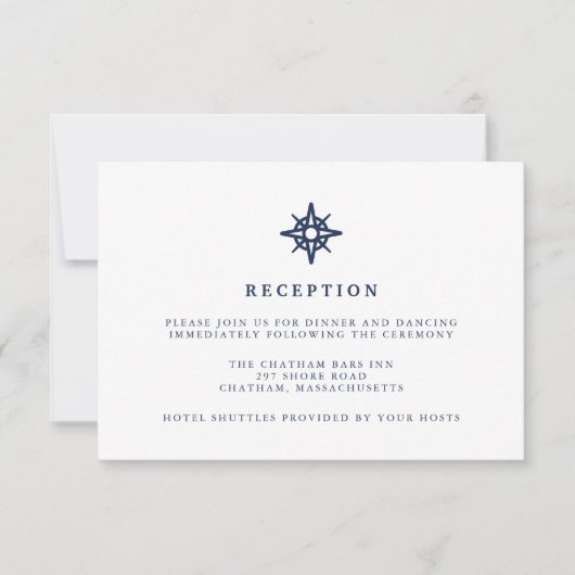 Maritiem | Trouwontvangstkaart met scheepskompas Kaart (Voorkant)