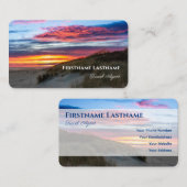 Maritiem zand duin strand zonsondergang reisagent  visitekaartje (Voorkant / Achterkant)