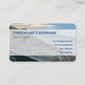 Maritiem zand duin strand zonsondergang reisagent  visitekaartje (Achterkant)