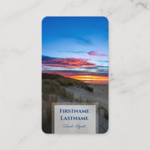 Maritiem zand duin strand zonsondergang reisagent visitekaartje