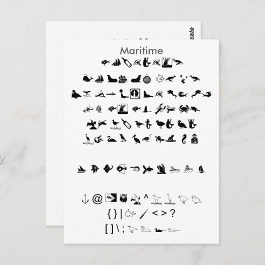 Maritiem - Zazzle Font Sampler Sheet met Gids Briefkaart (Voorkant / Achterkant)