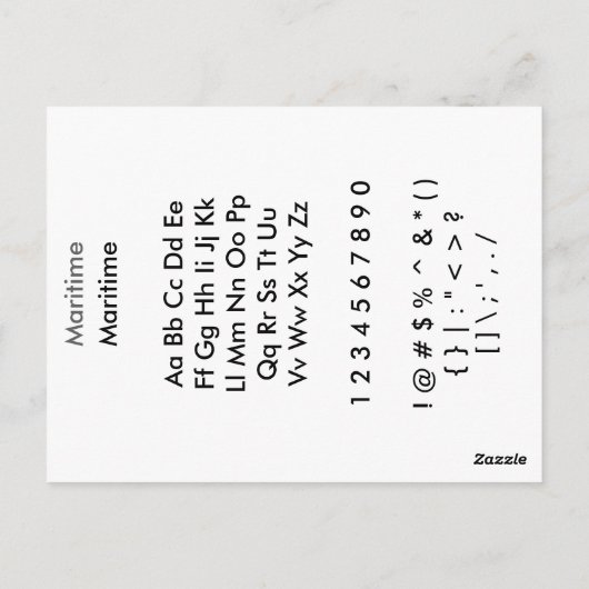 Maritiem - Zazzle Font Sampler Sheet met Gids Briefkaart (Achterkant)