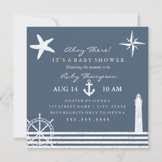 Maritieme baby shower uitnodiging (Voorkant)