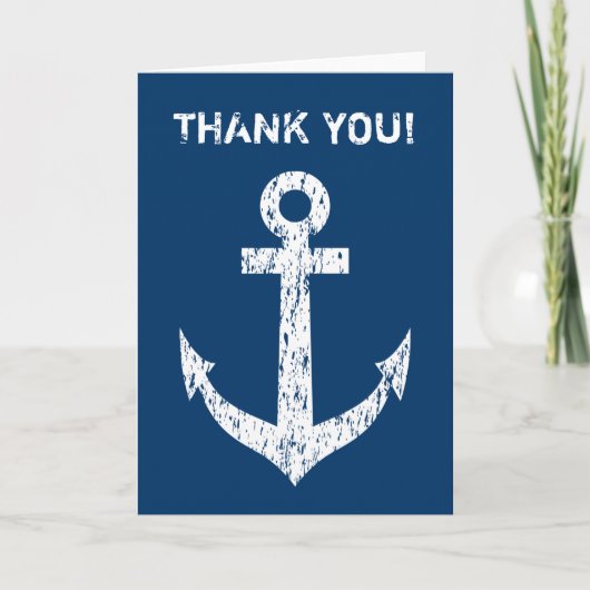 Maritieme bedankkaart met witte bootanker (Voorkant)