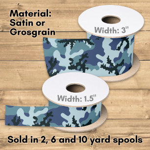 Maritieme camouflage satijnen lint