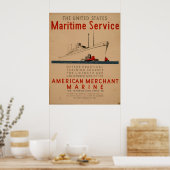 Maritieme dienst groot schip met Tugboten WPA Poster (Keuken)