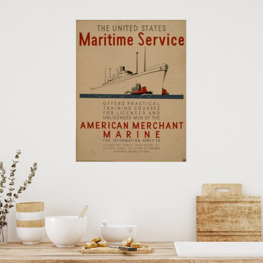 Maritieme dienst groot schip met Tugboten WPA Poster (Keuken)
