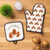 Maritieme Kreeft Ovenwant & Pannenlap Set (Top down)