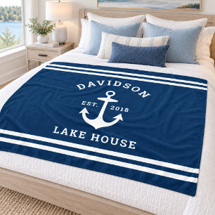 Maritieme Marine Familie Meerhuis Anker Fleece Deken