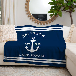 Maritieme Marine Familie Meerhuis Anker Fleece Deken