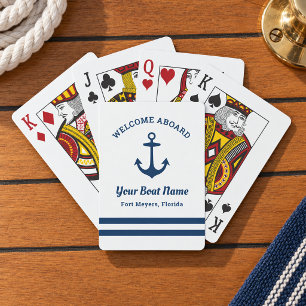Maritieme marine welkom aan boord bootnaam pokerkaarten
