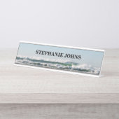 Maritieme monogrammen Naam Water Blue Classy Bureau Naambordje (Voorkant)