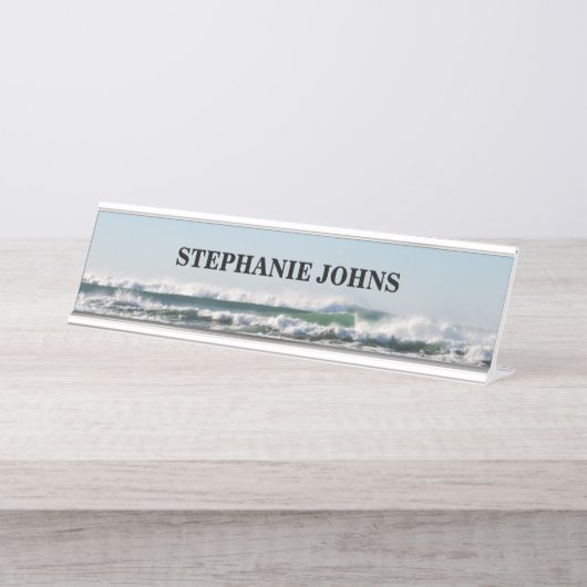 Maritieme monogrammen Naam Water Blue Classy Bureau Naambordje (Voorkant)