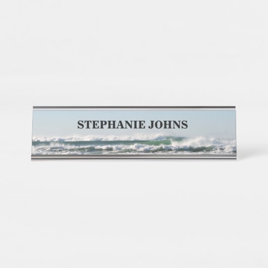 Maritieme monogrammen Naam Water Blue Classy Bureau Naambordje (Voorkant)