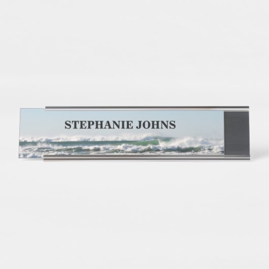 Maritieme monogrammen Naam Water Blue Classy Bureau Naambordje (Voorkant)